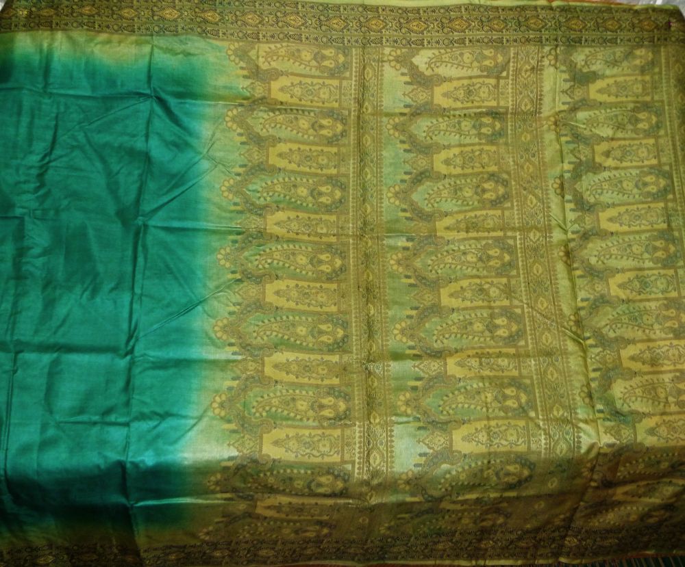 Antique Vintage Weaving 100% Pure Real Silk Fabric Sari SOIE TissÃ© Saree