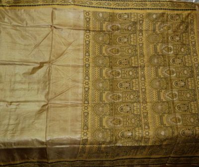 Antique Vintage Weaving 100% Pure Real Silk Fabric Sari SOIE TissÃ© Saree