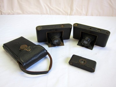3 Antique Kodak Cameras Carl Zeiss Jena Tessar 14.5 f=9cm  Mini