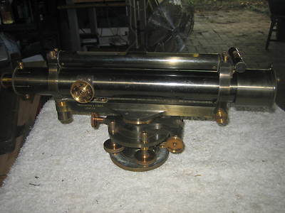 Antique surveyors brass theodolite/telescope, made UK, mint cond; Brisbane.