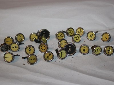 45 vintage typewriter keys Royal Signet Senior yellow and chrome Jewelry craft