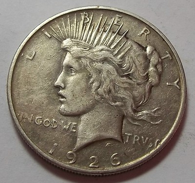 Antique 1926D Peace Silver Dollar Coin  90% Silver