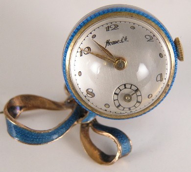 Vintage Sterling Vermeil GuillochÃ© Enamel Pendant Pin Ball Watch HomeSA