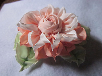 French Ombre Vintage Style Millinery Ribbon Flower; Pin; Corsage 3 1/2″ x 4 1/2″