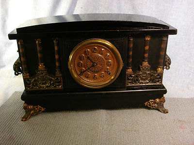 SESSIONS ANTIQUE MANTLE CLOCK 100% ALL ORIGINAL SUPERIOR LOOKS AND RUNS GREAT