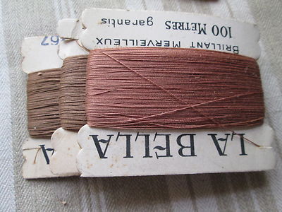 Antique card  embroidery threads” La Bella” brillant Merveilleux 100 MÃ©tres