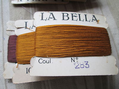 Antique card embroidery threads” La Bella” brillant Merveilleux 100 Métres