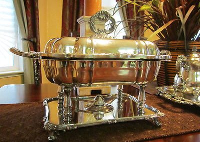 Antique  Silver Plated Buffet Food Warmer 4 Ps.