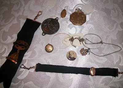 Vintage Antique mens watch fobs, glasses, gold  lot,