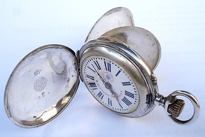 Antique Pocket Watch Swiss W. ROSSKOPF & CÂ° Hunter 1910c Solid Silver  54mm
