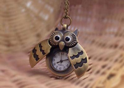 Antique style Copper reactionist open & close wing OWL pocket Watch 194%