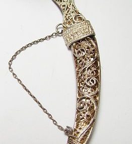 ?Egyptian Revival Antique Sword in Scabbard Filigree Brooch?