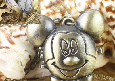 FREE SHIP FEE fancy Antique style mouse necklace clock pocket Watch 192%