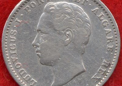 SUPER RARE 200 REIS 91.6%SILVER PORTUGAL ANTIQUE COIN 1887