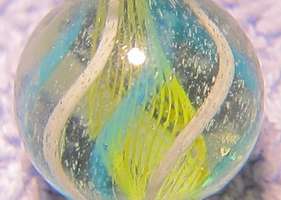 Triplets  Antique German Yellow Latticinio Swirl Marbles  Same Cane ()