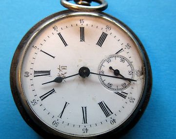 Antique Sterling Silver Pocket Watch Key Wind â€“ working Hunter Case