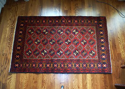 TRIBAL?Handmade Persian Baluch 300 Afghan Wool Pile MODERN?GEOMETRIC?Rug