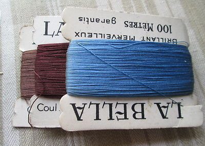 Antique card  embroidery threads” La Bella” brillant Merveilleux 100 MÃ©tres
